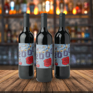 Étiquette Pour Bouteilles De Vin 2000 Poster Vintage Anniversaire ou Réunion