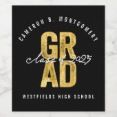 Étiquette Pour Bouteilles De Vin 2025 Bold GRAD Gold Foil Stylish Graduation Party (Étiquettes simples)