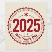 Étiquette Pour Bouteilles De Vin 2025 New Year's Day Wine Label (Étiquettes simples)