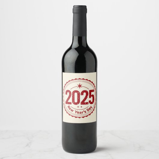 Étiquette Pour Bouteilles De Vin 2025 New Year's Day Wine Label (Devant)