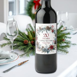Étiquette Pour Bouteilles De Vin 20e anniversaire de Mariage chinois Elégant hiver