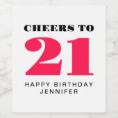 Étiquette Pour Bouteilles De Vin 21e anniversaire (Étiquettes simples)