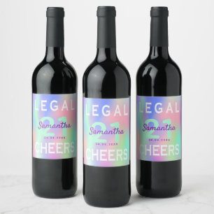 Étiquette Pour Bouteilles De Vin 21e anniversaire de la fête arc-en-ciel monogramme