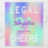 Étiquette Pour Bouteilles De Vin 21e anniversaire de la fête arc-en-ciel monogramme (Étiquettes simples)