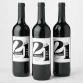Étiquette Pour Bouteilles De Vin 21e anniversaire Elégante typographie Black White  (Bouteilles)