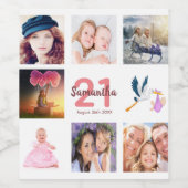 Étiquette Pour Bouteilles De Vin 21e anniversaire fête photo collage (Étiquettes simples)