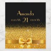 Étiquette Pour Bouteilles De Vin 21e anniversaire noir or arc nom élégant (Étiquettes simples)