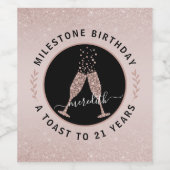 Étiquette Pour Bouteilles De Vin 21e anniversaire Parties scintillant Sparkling Vin (Étiquettes simples)