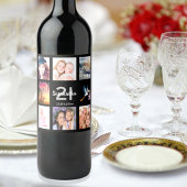 Étiquette Pour Bouteilles De Vin 21e anniversaire photo collage noir