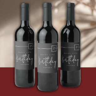 Étiquette Pour Bouteilles De Vin 25e anniversaire Elégant minimaliste noir plat