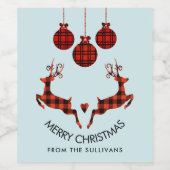 Étiquette Pour Bouteilles De Vin 2 cerfs de Noël saut de style rustique (Étiquettes simples)