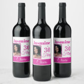Étiquette Pour Bouteilles De Vin 30 & Flirty Photo Étiquette de vin rose chaud (Bouteilles)