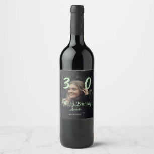 Étiquette Pour Bouteilles De Vin 30e anniversaire ajouter nom date année vert paste