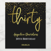Étiquette Pour Bouteilles De Vin 30e anniversaire moderne Black Gold (Étiquettes simples)