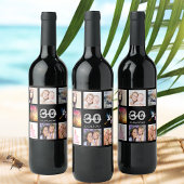 Étiquette Pour Bouteilles De Vin 30e anniversaire photo collage noir