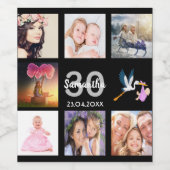 Étiquette Pour Bouteilles De Vin 30e anniversaire photo collage noir (Étiquettes simples)