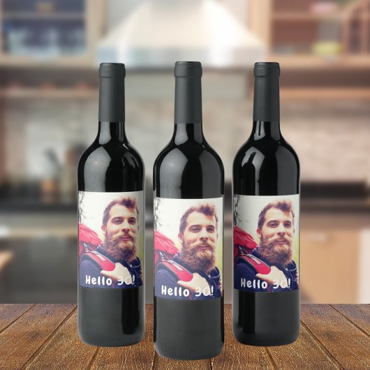 Étiquette Pour Bouteilles De Vin 30e anniversaire photo mec Fun