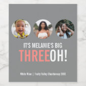 Étiquette Pour Bouteilles De Vin 30e THREEOH gris et rose ! (Étiquettes simples)