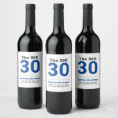 Étiquette Pour Bouteilles De Vin 30ème anniversaire minimum bleu (Bouteilles)
