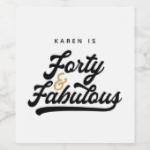 Étiquette Pour Bouteilles De Vin 40 et fabuleuse fête d'anniversaire (Étiquettes simples)