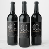 Étiquette Pour Bouteilles De Vin 40 et fabuleux Anniversaire Noir moderne et élégan (Bouteilles)