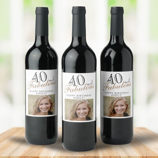 Étiquette Pour Bouteilles De Vin 40 et fabuleux élégant script photo 40e anniversai