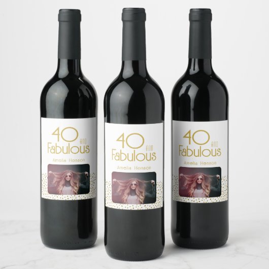 Étiquette Pour Bouteilles De Vin 40 et Fabulous Gold Parties scintillant 40th Birth (Bouteilles)