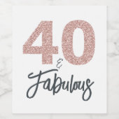 Étiquette Pour Bouteilles De Vin 40 et Fabulous Parties scintillant rose fête d'ann (Étiquettes simples)