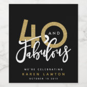 Étiquette Pour Bouteilles De Vin 40 et or fabuleux (Étiquettes simples)