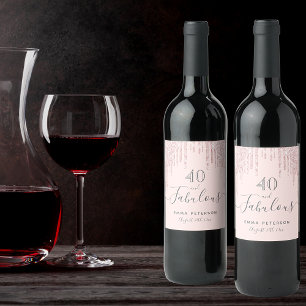 Étiquette Pour Bouteilles De Vin 40 fabuleux anniversaire rose or parties scintilla
