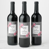 Étiquette Pour Bouteilles De Vin 40 fabuleux rose rose noir rayures blanches annive (Bouteilles)