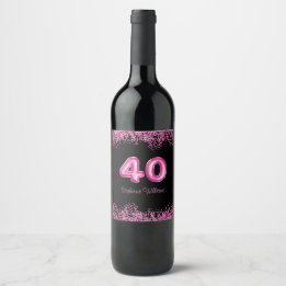 Étiquette Pour Bouteilles De Vin 40e anniversaire Ballons noirs roses | Parties sci