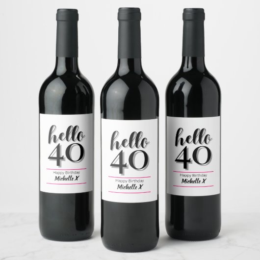 Étiquette Pour Bouteilles De Vin 40e anniversaire Bonjour 40 (Bouteilles)