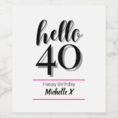 Étiquette Pour Bouteilles De Vin 40e anniversaire Bonjour 40 (Étiquettes simples)