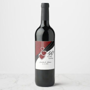 Étiquette Pour Bouteilles De Vin 40e anniversaire du Mariage de Ruby