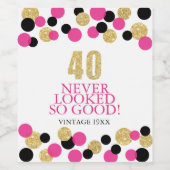 Étiquette Pour Bouteilles De Vin 40e anniversaire Sparkling Gold Parties scintillan (Étiquettes simples)