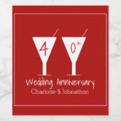 Étiquette Pour Bouteilles De Vin 40e Ruby Mariage Conception des lunettes (Étiquettes simples)