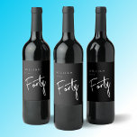 Étiquette Pour Bouteilles De Vin 40ème quarantième anniversaire masculin moderne no<br><div class="desc">Étiquettes de vin noir sur mesure pour les célébrations du 40e anniversaire. Customisez avec votre propre nom. Les couleurs peuvent être modifiées dans l'outil de conception. Veuillez utiliser le bouton Message me ci-dessous pour obtenir de l'aide sur la personnalisation et les demandes spéciales. © Zoe Chapman Design</div>