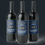 Étiquette Pour Bouteilles De Vin 40th Birthday 1983 Ajouter Nom Legendary Blue Gold<br><div class="desc">Anniversaire personnalisé ajoutez votre nom étiquettes bouteille de vin d'anniversaire. Modifiez le nom et l'année avec le modèle fourni. Une merveilleuse idée d'anniversaire bleue personnalisée. Plus de cadeaux et de fournitures de fête disponibles avec le design "légendaire" dans le magasin.</div>