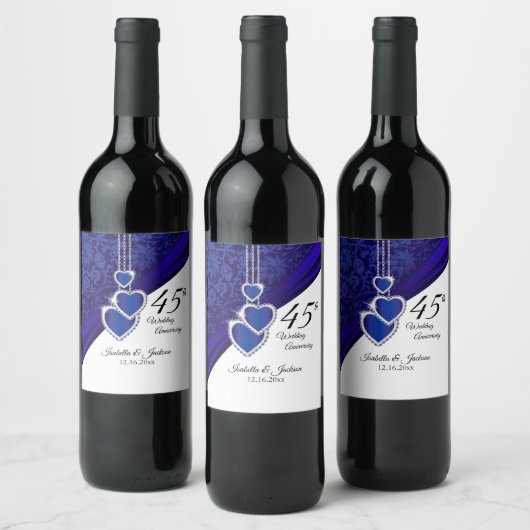 Étiquette Pour Bouteilles De Vin 45e anniversaire du Mariage Sapphire (Bouteilles)