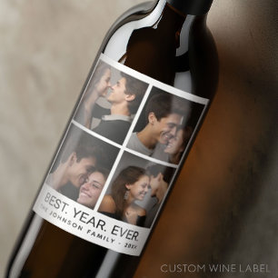 Étiquette Pour Bouteilles De Vin 4 Collage photo minimaliste - Meilleure année jama