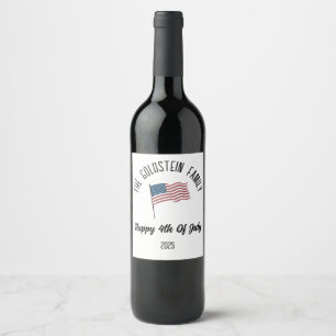 Étiquette Pour Bouteilles De Vin 4 juillet Jour de l'Indépendance Nom personnalisé