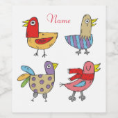 Étiquette Pour Bouteilles De Vin 4 Oiseaux amusants Thunder_Cove (Étiquettes simples)