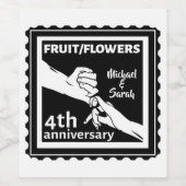 Étiquette Pour Bouteilles De Vin 4e anniversaire Mariage tenant la main romantique (Étiquettes simples)
