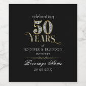 Étiquette Pour Bouteilles De Vin 50 ans de mariage typographie (Étiquettes simples)