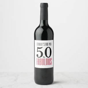 Étiquette Pour Bouteilles De Vin 50 et anniversaire de typographie fabuleuse de  