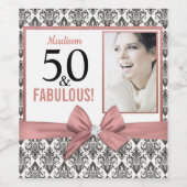 Étiquette Pour Bouteilles De Vin 50 et fabuleuse damas et arc fête d'anniversaire (Étiquettes simples)