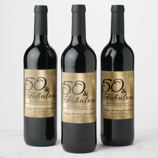 Étiquette Pour Bouteilles De Vin 50 et fabuleux 50e anniversaire Étiquette de vin d (Bouteilles)