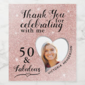 Étiquette Pour Bouteilles De Vin 50 et fabuleux Anniversaire Rose Merci d'or (Étiquettes simples)