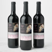 Étiquette Pour Bouteilles De Vin 50 et Fabulous Blush Silver Drips fête d'anniversa (Bouteilles)